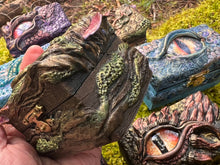 Load image into Gallery viewer, Handsculpted Dragon Dice Box – Fantasy RPG Dice Holder with Dragon Eye Design – DnD Storage for Tabletop Games