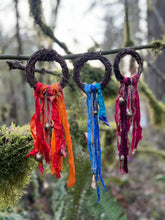 Load image into Gallery viewer, Witch’s Bells – Handcrafted Protection Chimes with Sari Silk & Bells