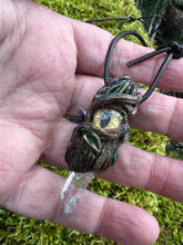 Load image into Gallery viewer, Enchanted Forest Stump Pendant – Hand-Sculpted Fantasy Jewelry