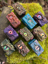 Load image into Gallery viewer, Handsculpted Dragon Dice Box – Fantasy RPG Dice Holder with Dragon Eye Design – DnD Storage for Tabletop Games