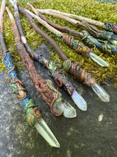 Load image into Gallery viewer, Quartz Crystal Wands – Handcrafted from Forest Gifted Wood
