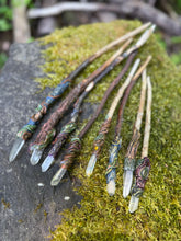 Load image into Gallery viewer, Quartz Crystal Wands – Handcrafted from Forest Gifted Wood
