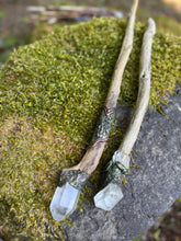 Load image into Gallery viewer, Quartz Crystal Wands – Handcrafted from River wood