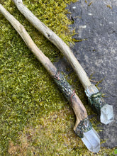 Load image into Gallery viewer, Quartz Crystal Wands – Handcrafted from River wood