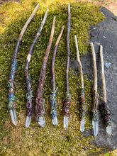 Load image into Gallery viewer, Quartz Crystal Wands – Handcrafted from Forest Gifted Wood