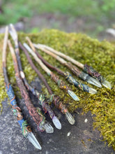 Load image into Gallery viewer, Quartz Crystal Wands – Handcrafted from Forest Gifted Wood
