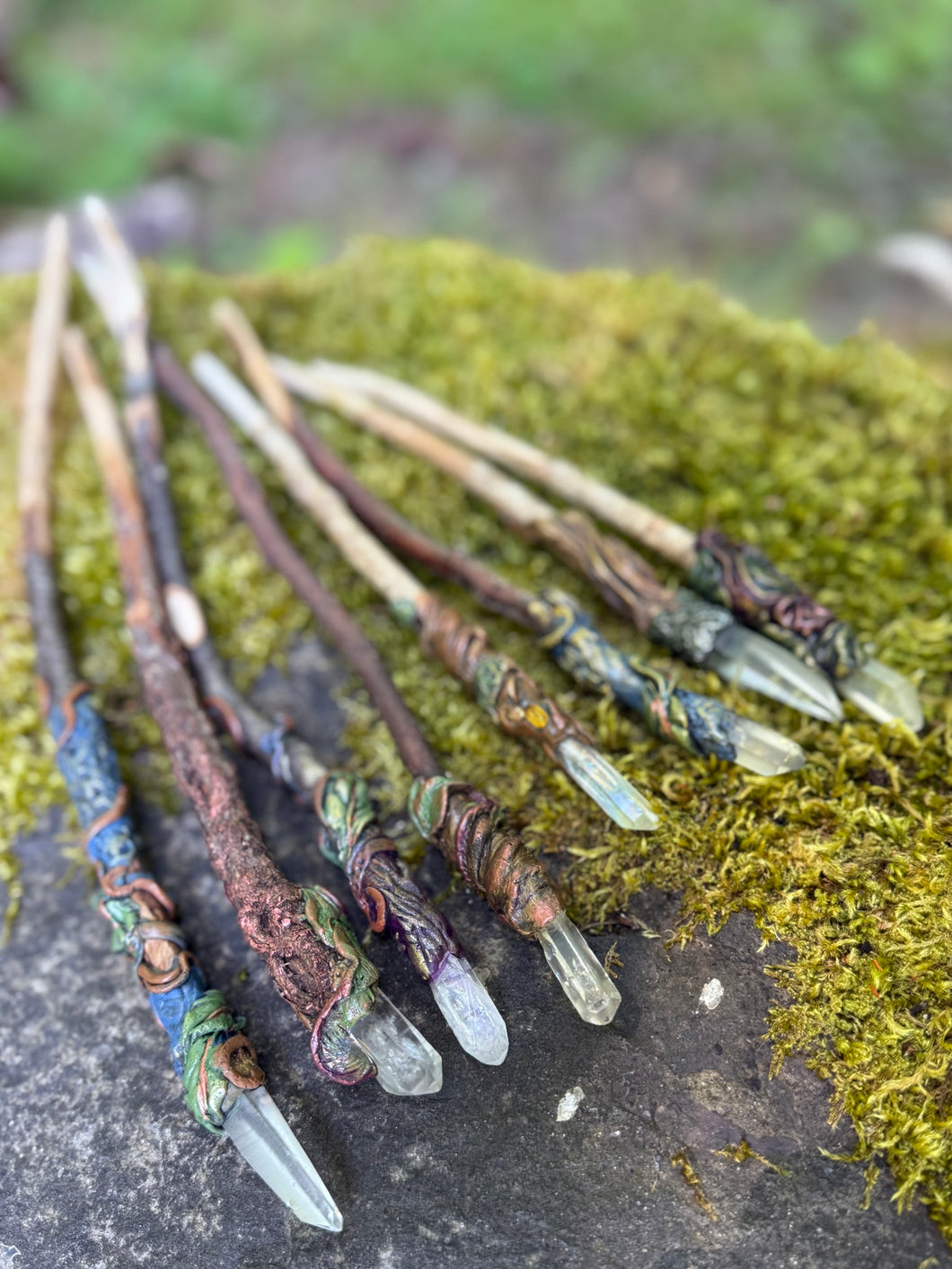 Quartz Crystal Wands – Handcrafted from Forest Gifted Wood