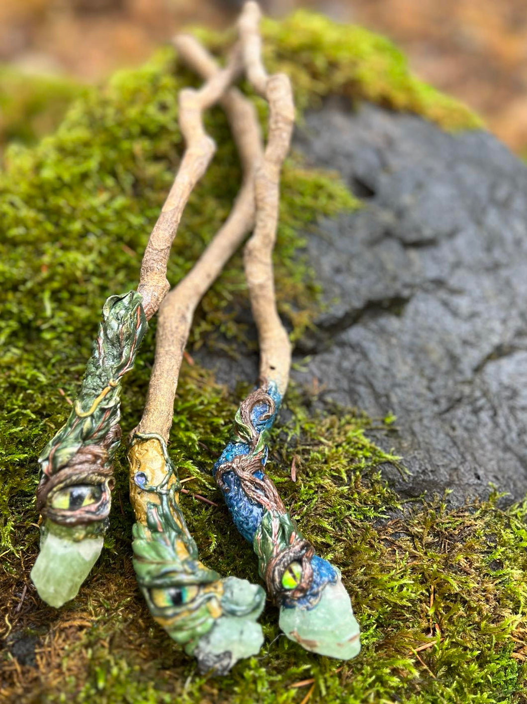 Watchful Grove Magic Wands – Handcrafted Cottonwood & Prehnite Wands