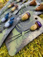 Load image into Gallery viewer, Handmade Mushroom Hair Pins: Goblincore pair
