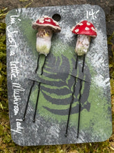Load image into Gallery viewer, Handmade Mushroom Hair Pins: Goblincore pair
