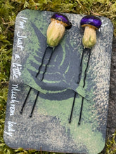Load image into Gallery viewer, Handmade Mushroom Hair Pins: Goblincore pair

