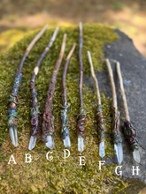 Load image into Gallery viewer, Quartz Crystal Wands – Handcrafted from Forest Gifted Wood
