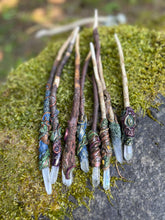 Load image into Gallery viewer, Quartz Crystal Wands – Handcrafted from Forest Gifted Wood
