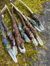 Load image into Gallery viewer, Quartz Crystal Wands – Handcrafted from Forest Gifted Wood
