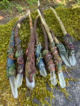 Load image into Gallery viewer, Quartz Crystal Wands – Handcrafted from Forest Gifted Wood

