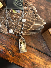 Load image into Gallery viewer, Embossed Terrarium Pendant with Frozen Charlotte, Moss &amp; Ferns

