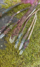 Load and play video in Gallery viewer, Quartz Crystal Wands – Handcrafted from Forest Gifted Wood
