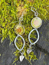 Load image into Gallery viewer, Leafy Daisy Dangle Earrings
